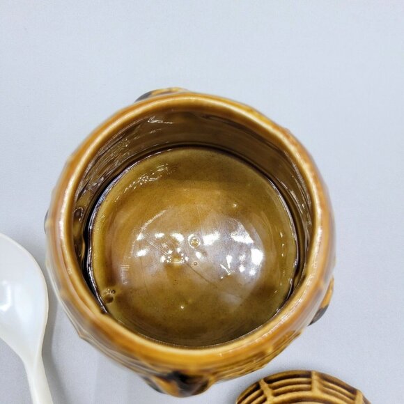 Beehive Honey Jar Spoon and Lid Jam Jelly Server Bees Vintage Korea - Picture 8 of 9